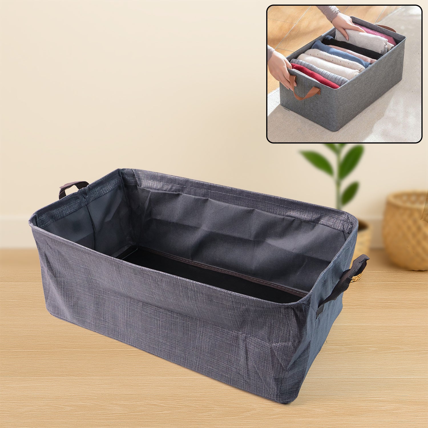 Foldable Cloth Storage Organizer Bag With Handles (46x27cm1pc) Foldable Cloth Storage Organizer Bag With Handles (46x27cm1pc)